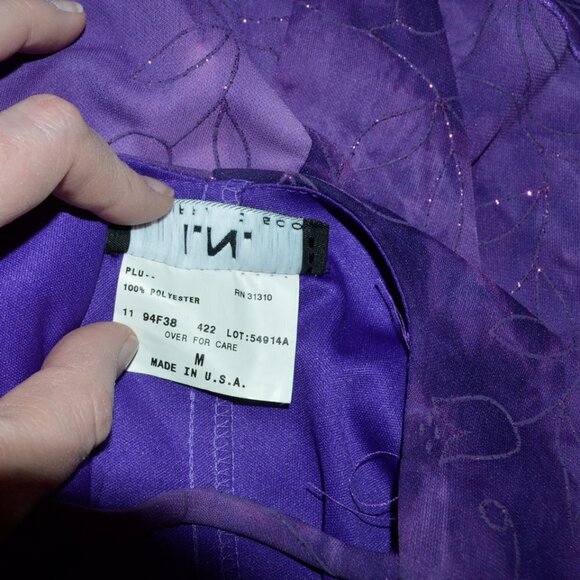 I.N. San Francisco Purple Tulip Dress Medium Glitter Floral Homecoming Prom - Picture 5 of 8